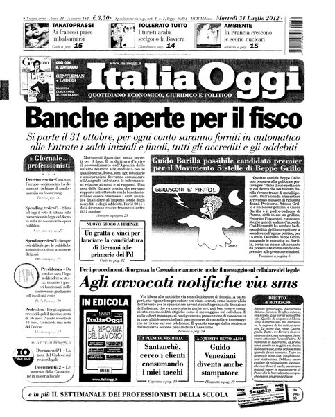 Italia oggi : quotidiano di economia finanza e politica